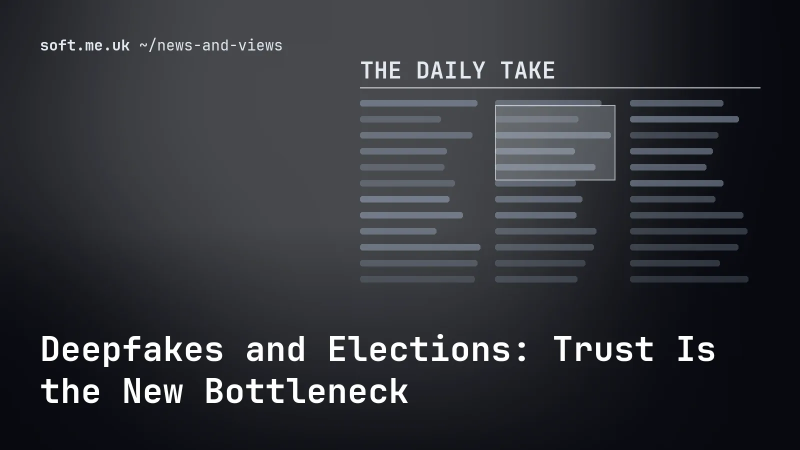 Deepfakes and Elections: Trust Is the New Bottleneck
