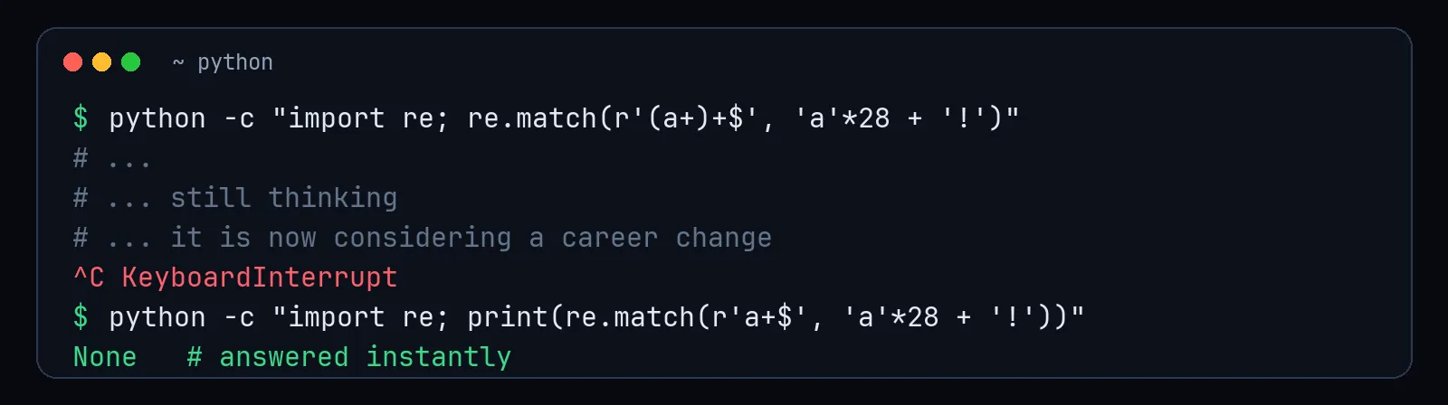 Same input, two patterns